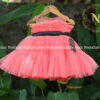 Peach tulle net frock with black sash