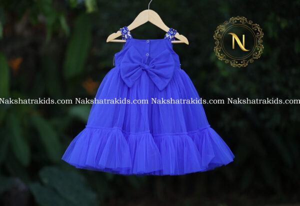 Blue handworked yoke with tulle frock