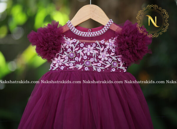 Grapewine tulle net full length gown for birthday | Baby Couture India | Dresses for Baby Girls and Boys