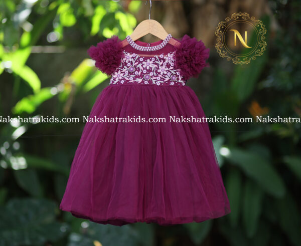 Grapewine tulle net full length gown for birthday | Baby Couture India | Dresses for Baby Girls and Boys