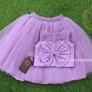 Lavender crop top with full length tulle net skirt Kidswear Online