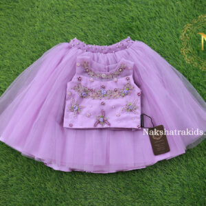 Lavender crop top with full length tulle net skirt