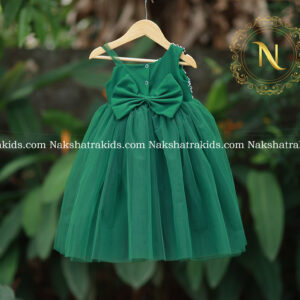 Green handworked tulle net birthday gown | Baby Couture India | Dresses for Baby Giirls and Boys