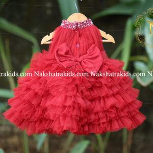 Maroon tulle net step frock | Part Wear Collection | Dresses for Baby Girl and Boy