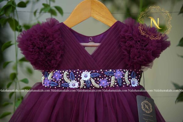 Grapewine handwork tulle birthday gown with lavender frills view3