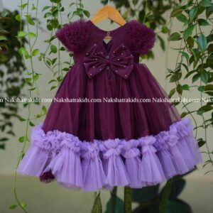 Grapewine handwork tulle birthday gown with lavender frills view2