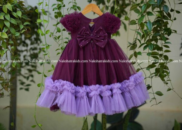 Grapewine handwork tulle birthday gown with lavender frills view2