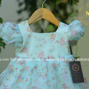 Blue organza birthday frock for baby girl kidswear Online