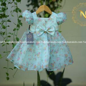 Blue organza birthday frock for baby girl Kidswear