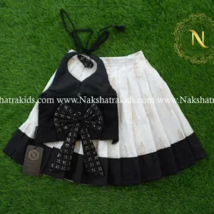 Black embroidered crop top with full skirt for onam/vishu pattupavadai | Dresses for Baby Girl and Boys