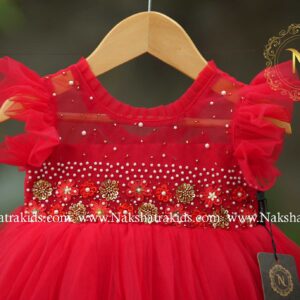 Red handwork tulle net gown | Party Wear | Dresses for Baby Girl and Boy